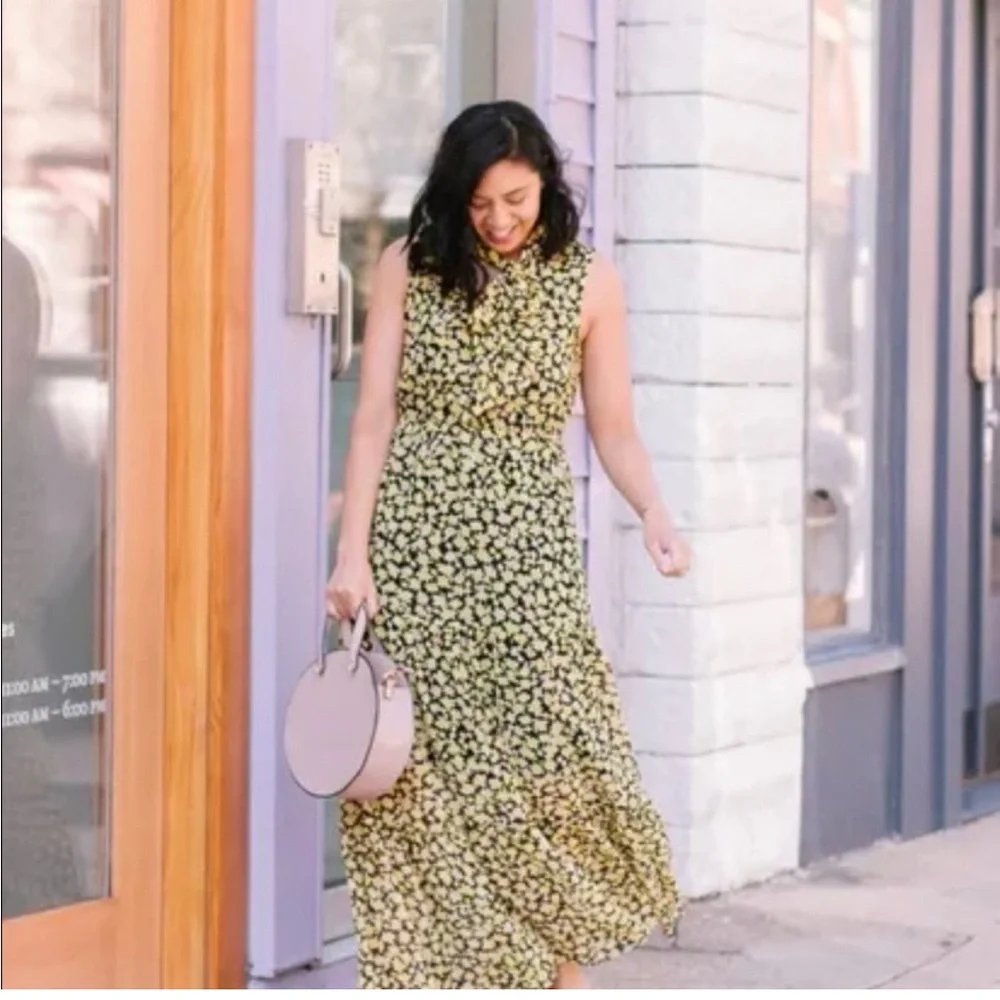 Who What Wear Yellow and Black Floral Maxi Dress - Picture 2 of 4